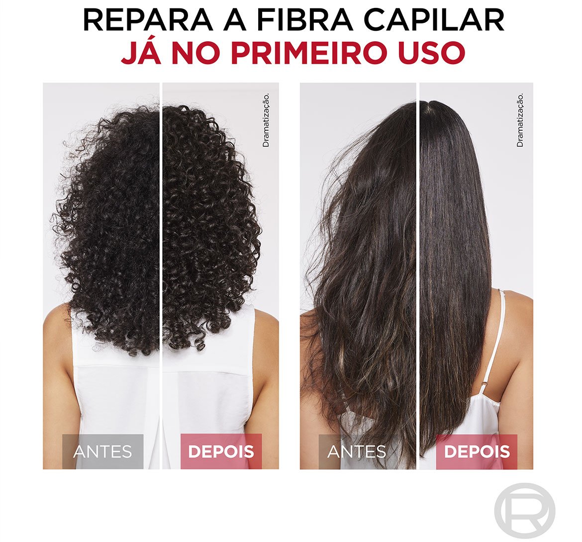 Cabelo danificado antes de depois de utilizar Cicatri Renov